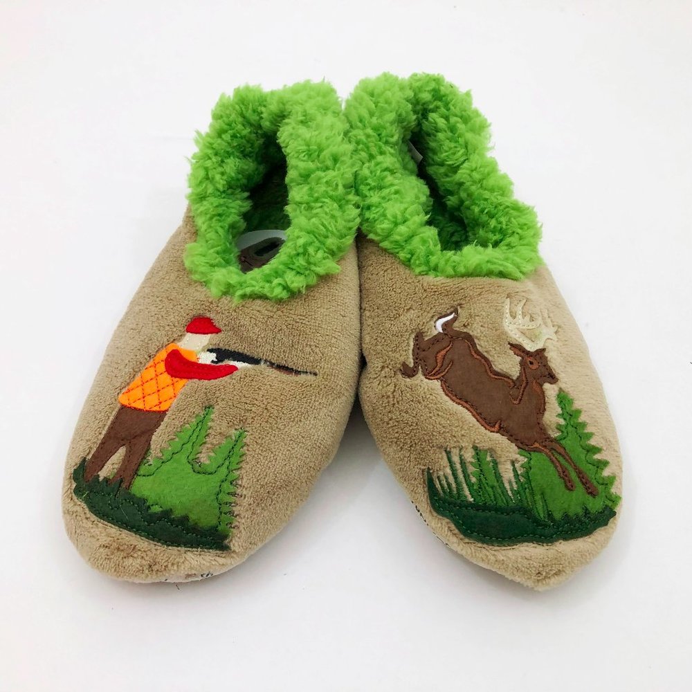 NWT Snoozies Men's Slippers Hunter Deer Small 7/8 Tan
